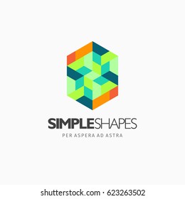 Modern simple shape, colorful, abstract vector logo or element design. Best for identity and logotypes. 