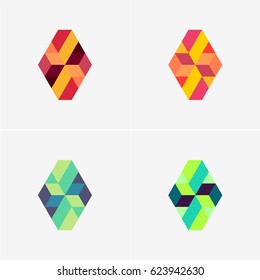 Modern simple shape, colorful, abstract vector logo or element design set. Best for identity and logotypes.