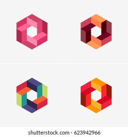 Modern simple shape, colorful, abstract vector logo or element design set. Best for identity and logotypes.