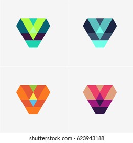 Modern simple shape, colorful, abstract vector logo or element design set. Best for identity and logotypes.