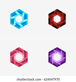 Modern simple shape, colorful, abstract vector logo or element design set. Best for identity and logotypes.