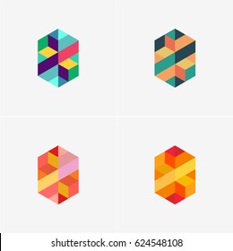 Modern simple shape, colorful, abstract vector logo or element design set. Best for identity and logotypes.