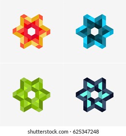 Modern simple shape, colorful, abstract vector logo or element design set. Best for identity and logotypes.