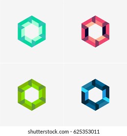 Modern simple shape, colorful, abstract vector logo or element design set. Best for identity and logotypes.