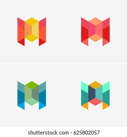 Modern simple shape, colorful, abstract vector logo or element design set. Best for identity and logotypes.