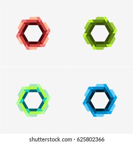 Modern simple shape, colorful, abstract vector logo or element design set. Best for identity and logotypes.