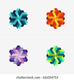 Modern simple shape, colorful, abstract vector logo or element design set. Best for identity and logotypes.
