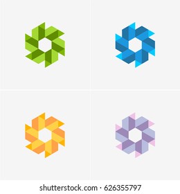 Modern simple shape, colorful, abstract vector logo or element design set. Best for identity and logotypes.