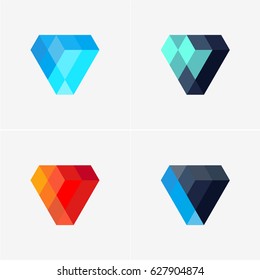 Modern simple shape, colorful, abstract vector logo or element design set. Best for identity and logotypes.