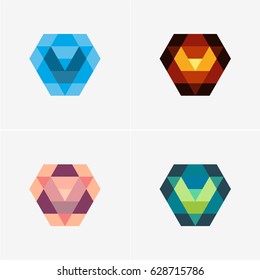 Modern simple shape, colorful, abstract vector logo or element design set. Best for identity and logotypes.