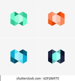 Modern simple shape, colorful, abstract vector logo or element design set.  