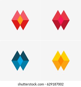 Modern simple shape, colorful, abstract vector logo or element design set.  
