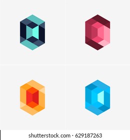 Modern simple shape, colorful, abstract vector logo or element design set. Best for identity and logotypes.