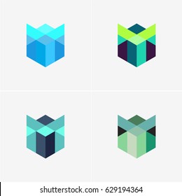 Modern simple shape, colorful, abstract vector logo or element design set. Best for identity and logotypes.