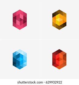 Modern simple shape, colorful, abstract vector logo or element design set. Best for identity and logotypes.