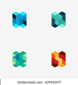 Modern simple shape, colorful, abstract vector logo or element design set. Best for identity and logotypes.