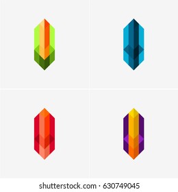 Modern simple shape, colorful, abstract vector logo or element design set. Best for identity and logotypes.