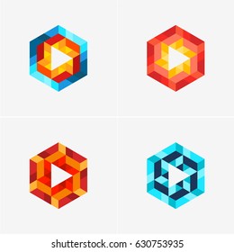 Modern simple shape, colorful, abstract vector logo or element design set. Best for identity and logotypes.