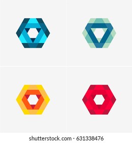 Modern simple shape, colorful, abstract vector logo or element design set. Best for identity and logotypes.