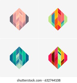 Modern simple shape, colorful, abstract vector logo or element design set. Best for identity and logotypes.