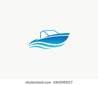 Modern Simple Ship or Boat Logo Icon Design Concept Vector Template.