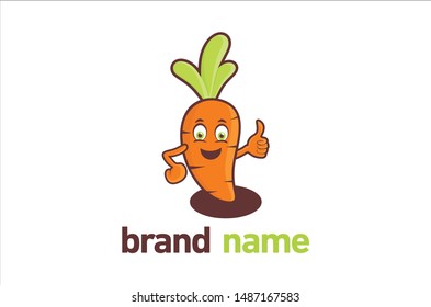 Modern simple smile top thumb carrot logo with orange and lime color 