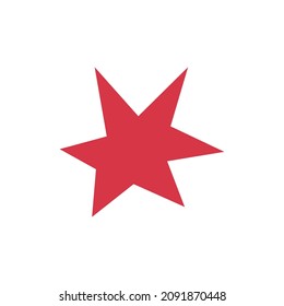Modern simple star. Red color flat popular icon on white