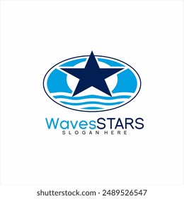 Modern simple stars and waves logo design.