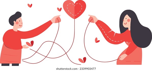 Modern simple style Valentine's Day men and women dating illustration