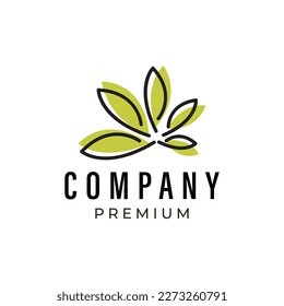 Logo de la hoja de cannabis moderno y sencillo y elegante, adecuado para el spa, el cuidado de la piel y el bienestar