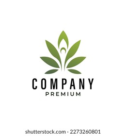 Modern and simple stylish green leaf logo suitable for spa, skincare and wellness business