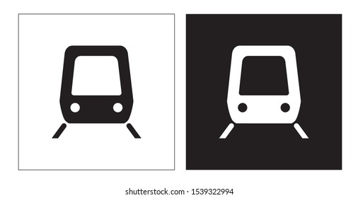 Modern simple subway icons. Black and white icons vector. Metro symbol. Train icon vector.