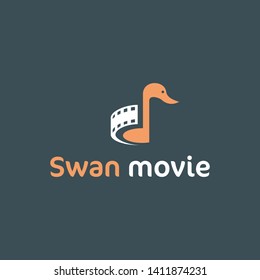 modern simple swan movie logo design 