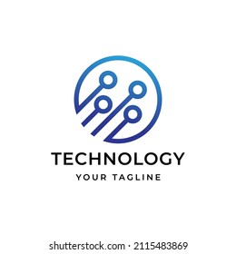 Modern Simple Technology Circle Logo Design Stock Vector (Royalty Free ...