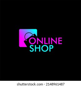 modern simple template logo icon illustration design, online shopping, online shop, with editable gradient shopping bag icon