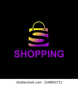 modern simple template logo icon illustration design, online shopping, online shop, with editable gradient shopping bag icon