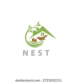 Modernes einfaches Baum Vogel Nest Logo Design, Baum Vogel Haus Logo Vektor.EPS 10