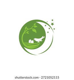 Modernes einfaches Baum Vogel Nest Logo Design, Baum Vogel Haus Logo Vektor.EPS 10