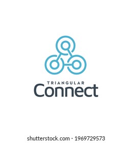 Modern Simple Triangular 3 dots, digital tree circle link connection geometric triangle shape logo design