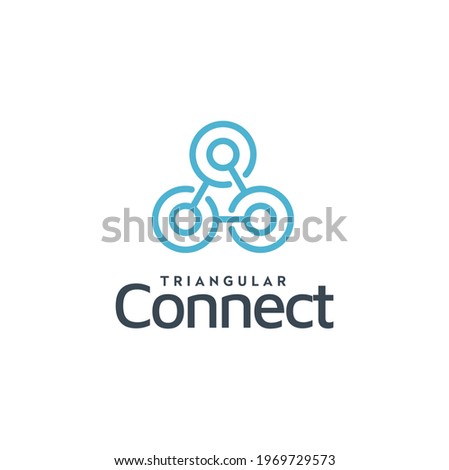 Modern Simple Triangular 3 dots, digital tree circle link connection geometric triangle shape logo design