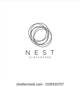 Modern Simple Vector Bird Nest Logo Design Template.  