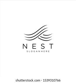 Modern Simple Vector Bird Nest Logo Design Template.    