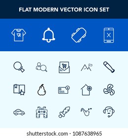Modern, simple vector icon set with open, equipment, baseball, search, supermarket, bag, wood, coaxial, bat, account, computer, finance, sport, subscription, extreme, magnifying, food, internet icons