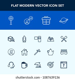 Modern, simple vector icon set with canoe, house, boy, movie, ventilator, statistic, magician, report, fan, magic, water, male, space, boat, finance, location, retro, pin, man, air, oar, video icons