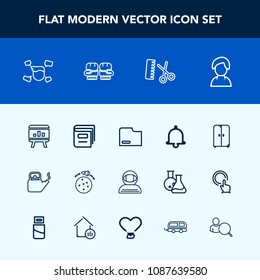 Modern, simple vector icon set with cupboard, notification, male, steam, profile, boy, cabinet, water, alarm, library, file, template, bell, kitchen, hairdresser, rocket, female, furniture, home icons