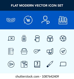 Modern, simple vector icon set with guitar, casino, medical, summer, white, closed, estate, pub, music, picnic, search, research, cube, luggage, gambling, real, medicine, analysis, internet, bar icons