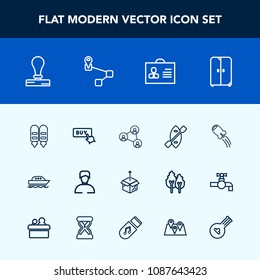 Modern, simple vector icon set with male, paddle, communication, profile, location, new, , furniture, technology, button, woman, canoe, water, cabinet, stamp, space, home, screen, boy, box, man icons