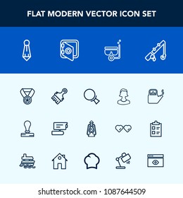 Modern, simple vector icon set with hot, water, tv, snorkel, magnifying, male, human, sport, stamp, view, business, record, find, fashion, vintage, success, summer, mask, reward, fishing, , lamp icons
