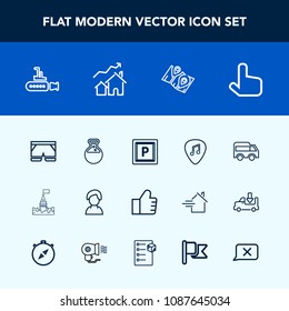 Modern, simple vector icon set with musical, web, wear, click, road, profile, map, highway, location, shorts, template, person, undersea, find, architecture, pointer, guitar, left, marine, pin icons