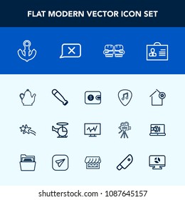 Modern, simple vector icon set with falling, profile, finance, medical, diagnostic, wood, shiny, anchor, transportation, drink, kitchen, apartment, internet, guitar, equipment, favorite, sea icons